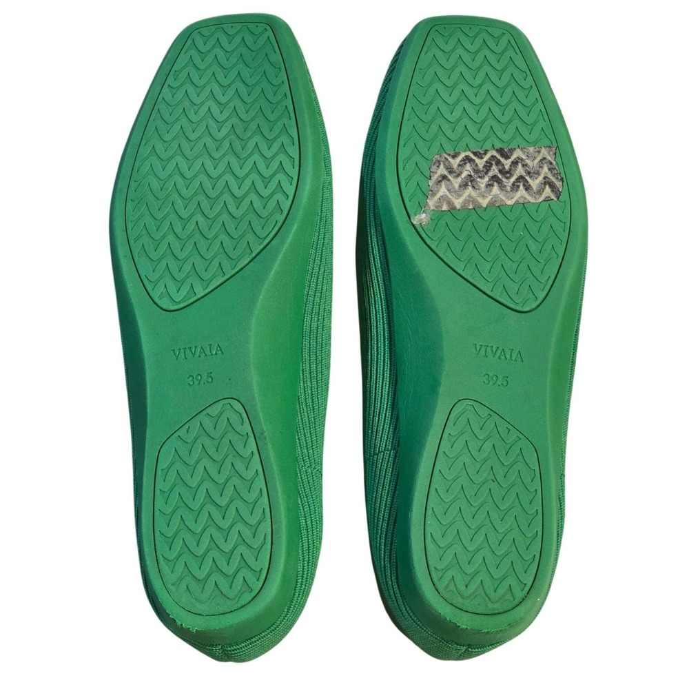 VIVAIA Margot Ballet Flats Women EU 39.5 US 8.5 Green Knit Square Toe Washable - Picture 5 of 7